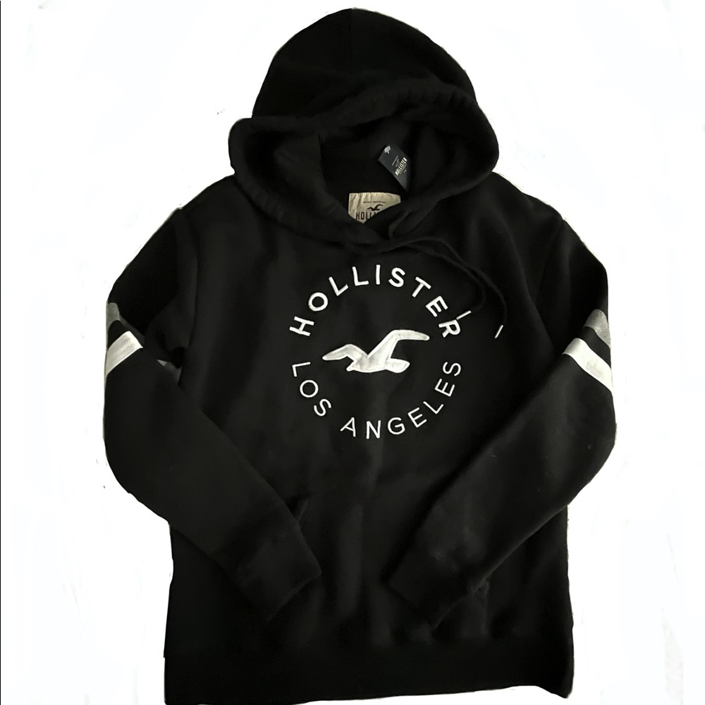HOLLISTER Black Embroidered Pullover Hoodie MED